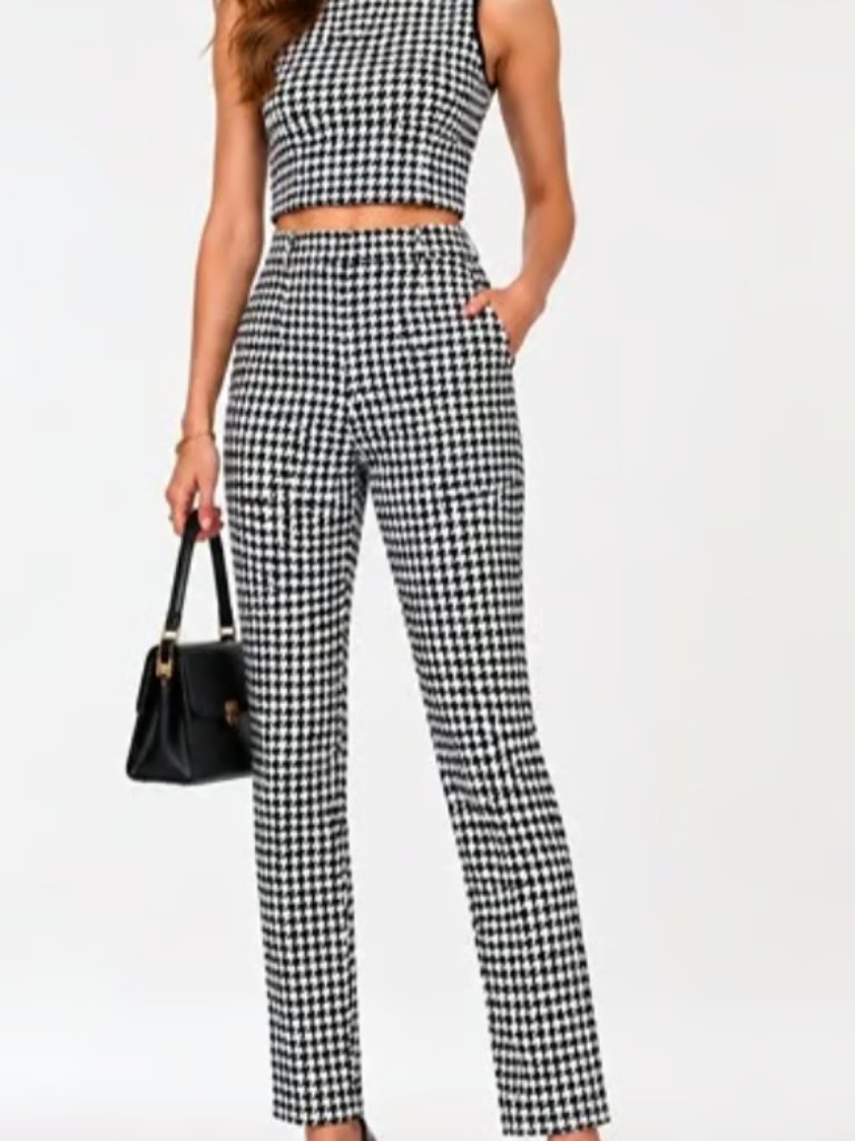 Guess Black & White Houndstooth Skinny Pants